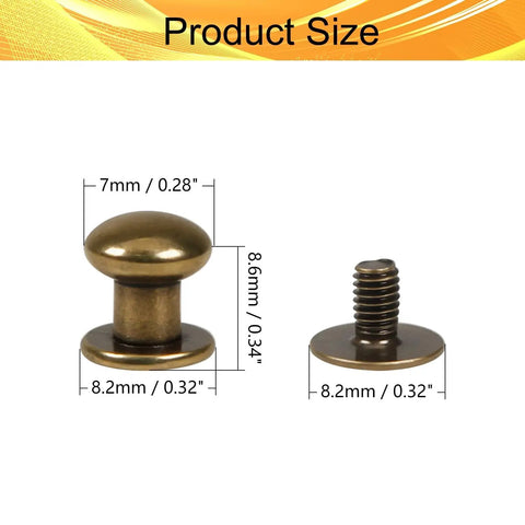 50 Sets Of 8mm Ball Head Stud Screws And Mushroom Nut Chicago Screw Set For Leather Craft Upholstery Jewelry Making And DIY Projects Two Piece Stud And Nut Fasteners For Secure Easy Assembly, 7mm zinc alloy screw post and nut size chart
