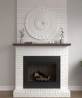 Elegant interior featuring 36 And One Quarter Inch Outside Diameter Ceiling Medallion With One Seven Eighths Inch Projection Fits Canopies Up To Six And A Quarter Inch Lightweight For Quick Install Dope Detailing Prime Ready For Paint Or Faux Finish above a fireplace.