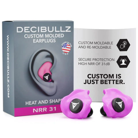Custom Molded Earplugs With A Snug Fit And 31dB NRR For Serious Noise Reduction, Ideal For Shooting, Travel, Swimming, Work And Concerts, All Day Comfort And Secure Stay, Soft Pink