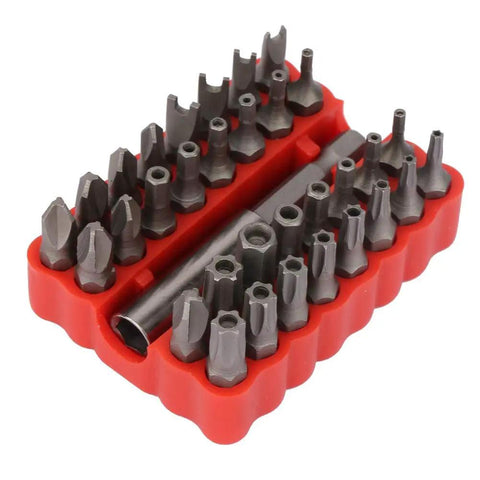 Stunning 32 in 1 Hollow Star And Hex Bit Set For Pros T9 To T40 Torx Plus Security Bits Great For Bike Repair Electronics And Custom Builds. 32-piece chrome steel bits in red case