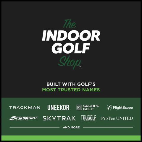 Logos of various golf brands associated with Pro Grade Indoor Golf Simulator Enclosure Kit With Impact Screen And Protective Padding No Fuss Push Pin Setup Complete Practice Bay With Surround Poles And More 8 Ft 4 In By 8 Ft 4 In By 5 Ft