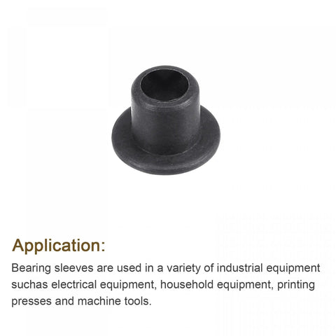 Flanged Sleeve Bearings 3mm Bore 4.6mm OD 5mm Length POM Oilless Bushings Black Self Lubricating for Small Motors Gearboxes