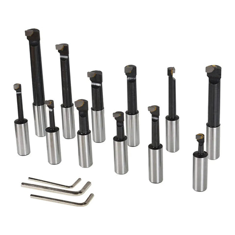 12 Pack 3 Inch Boring Head With R8 Shank And 3 Quarter Inch Carbide Boring Bars Set For Milling Precision Hole Sizing