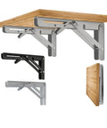 Two Pack Beefy Triangle Folding Angle Brackets Heavy Duty Shelf Supports for Wall Mounted Shelves and Work Tables Black 10 Inch Adjustable