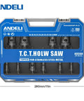 Crush Any Metal Or Wood Cutting Task With This 15 Piece TCT Hole Saw Set Featuring Boss Level Tungsten Carbide Blades Covering 5 8 To 2 3 32 Inch Ranges Built Like A Tank For Fast Precise Results Every Time with 10 PCS TCT hole saws for stainless steel in storage case.