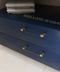 Brass And Clear Acrylic Kitchen Cabinet Pulls 7 Inch Center To Center Hole 4 Pack Gold And Clear Elegant Drawer Handles installed on blue dresser
