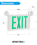 LED Exit Sign Battery Backup Emergency Light With Two Lamp Heads, Green Fire Exit Sign With Emergency Lights dimensions