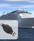 Two Pack Manual Hand Fuel Pump 6mm Liquid Transfer Siphon For Gasoline And Diesel Can Pump Durable Lightweight Portable For Cars Boats Marine Grab And Go Outdoor Use Ideal For Emergency Fuel Transfers. Hand fuel pump 6mm with bulb and metal fittings shown beside a cruise ship
