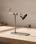 Adjustable Head Fly Tying Vise With Hardened Steel Hook Holding Compact Desktop Vise For Anglers Bench Work Purple Finish Durable Tool Built For Precise Fly Tying, side view