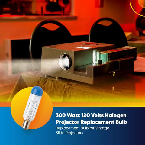 Halogen Projector Bulb Replacement 120V 300W For Argus 300 BA15S Base T8.5 Slide Projector Bulbs Clear Glass 1 Pack