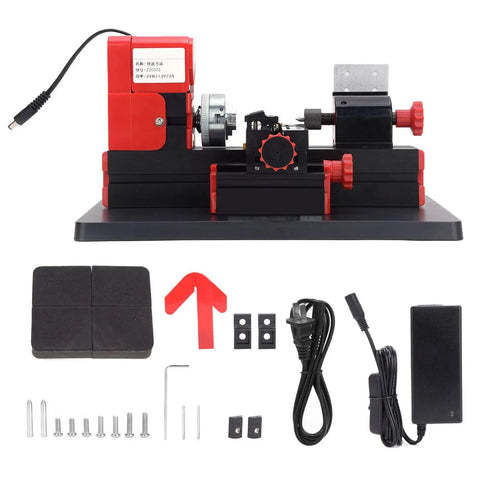 Aolidsive Mini Motorized Lathe Machine With High Speed Steel Turning Tool 20k Rpm For Wood Plastic And Soft Metals Compact 20Mm X 135Mm Lathe with tools and accessories.
