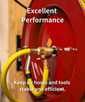 Three Eighths Inch Barb To One Quarter Inch NPT Male Brass Fittings Hose Barb Adapter installed on red reel with yellow hose