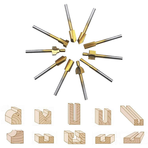 20 Piece HSS And Carbide Router Bit Set With One Eighth Inch Shank For DIY Woodworking, Carving, Sculpting, Engraving And Drilling