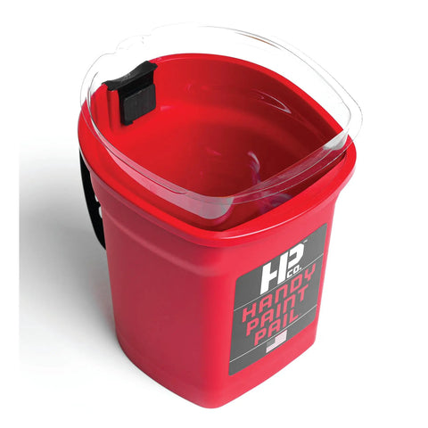 Grab And Go 32 Ounce Paint Pail With Magnetic Brush Holder And Built In Scraper, Hands Free Strap and Belt Clip, Red