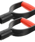 Plastic Shovel Handle Replacement D Handle For Garden Shovels, Comfy Grip, Rugged And Long Lasting, Set of 2 Black and Red