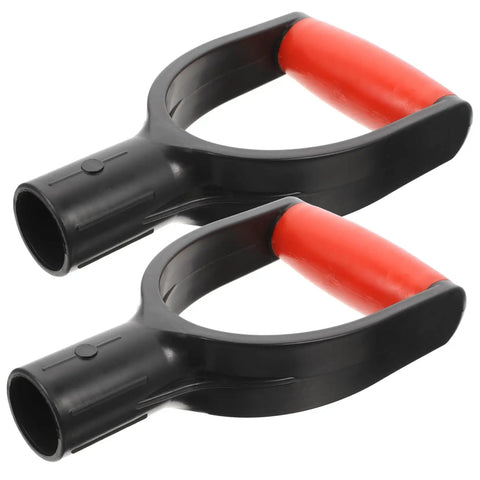 Plastic Shovel Handle Replacement D Handle For Garden Shovels, Comfy Grip, Rugged And Long Lasting, Set of 2 Black and Red