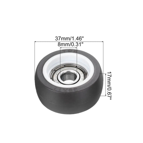 Tough As Nails TPE Rollers 4 Pack With 608ZZ Bearings smooth glide black roller wheel 37mm diameter and 17mm height for sliding doors.