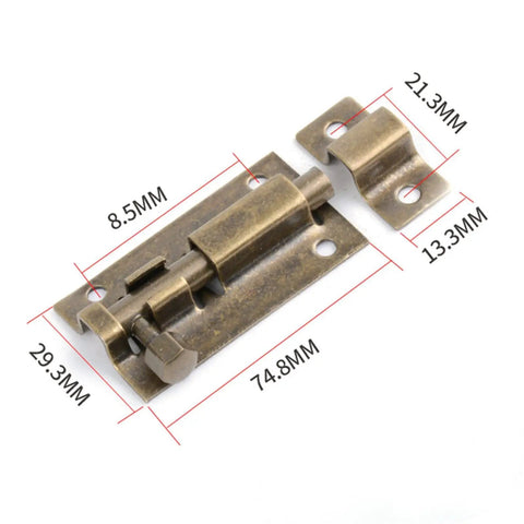 WUUWCHODC Solid Stainless Steel Sliding Gate Safety Snap Latch bronze finish with measurements displayed.
