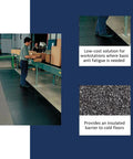Industrial Workhorse Two By Three Foot Anti Fatigue Mat Delivers Rock Solid Standing Comfort in a busy warehouse setting.