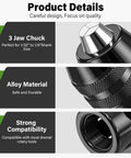 15 Piece Drill Chuck Collet Kit for Rotary Tools 0.8 To 3.2mm Shank with alloy material, 3 jaw chuck, compatible with Dremel