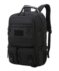 Black Rugged Hiking Backpack For Outdoor Adventures And Weekend Trips, features multiple pockets, durable polyester material.
