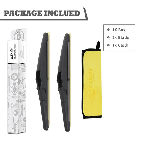 Heavy Duty Rear Wiper Blade Compatible With Chevy Equinox And GMC Terrain 2022 Through 2024 OEM part showing two blades and cleaning cloth.