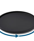 Real Deal Bamboo Lazy Susan Organizer For Kitchen Cabinet Super Slick Rotating Swivel Tray large black turntable angled view