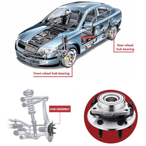 Car diagram showing 4WD Front Wheel Hub And Bearing Assembly 515036 for Silverado 1500 1999-2007 with labeled components