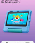 Heavy Duty Seven Inch Tablets For Kids Ages Three To Seven Loaded With No Sweat Parental Controls Ad Free Fun Kid Tough Case And All Day Battery Juice Included Today with blue kid-proof bumper.
