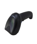 Close-up of Omnidirectional Corded Barcode Scanner Kit for 2D and 1D scanning, ergonomic handle, industrial design.