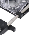 Pro Grade Aluminum Router Fluting Jig With .01mm Precision, 0 To 18mm Adjustment Range, 65mm Length, close-up of metal rod mechanism