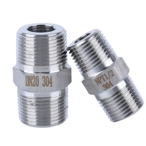 High Pressure Adapter Coupler 1/8 To 1 Inch NPT Male Thread Hex Nipple Union Stainless Steel 304 Pipe Fitting Connector