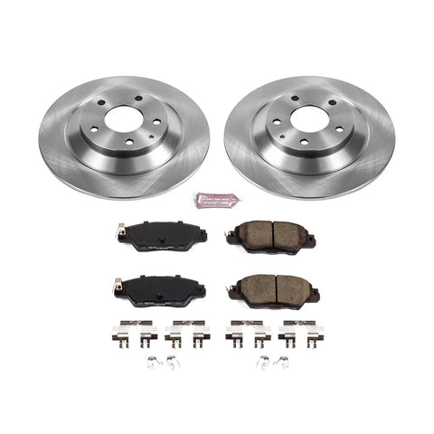 PowerStop rear brake kit for Mazda CX-5 2016–2024; disc rotors and ceramic brake pads with hardware.