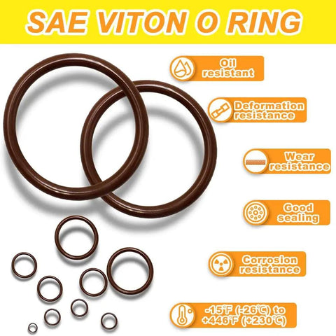 Viton O Ring Assortment Kit 382 Pcs SAE 30 Sizes Brown O Ring Set For Engines Pumps Cylinders Plumbing Pro Grade DIY Friendly