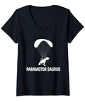 Powered Paragliding Dinosaur Paramotor Saurus T Shirt For Women V Neck Graphic Tee Dope Paragliding Gear