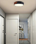 Sleek Modern Black Flush Mount Ceiling Light With 2 Lights in hallway, mid-century wood accent, dimmable LED compatible