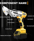 AUTOJARE Cordless Metal Shear Brushless Cutter with steel alloy cutting head, control panel, and non-slip handle.