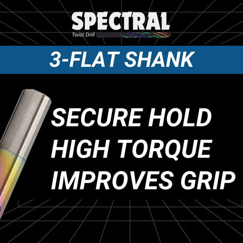 One Quarter Inch Step Point HSS Drill Bit With 135 Degree Split Point Tip, M2 High Speed Steel, Three Flat Shank, Multicolor Finish, Three Pack