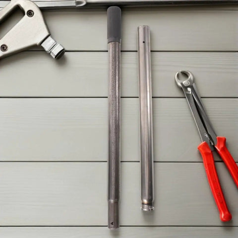 Replacement Jack Handle For Hydraulic And Bottle Jacks, Easy Lift Black Steel And Plastic Pole Lever With tools on table