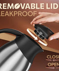 Thermal Insulated Coffee Carafe Pitcher 51 Oz Vacuum Double Walled Stainless Steel Thermos with removable leakproof lid