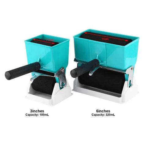 Handheld Adhesive Roller Knock Out Any Woodworking Or Crafting Job Smooth Operator Glue Spreader With Adjustable Flow And Comfortable Non Slip Grip Portable Applicator showing two sizes, 3-inch and 6-inch with capacities.