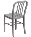Back view of Gael Indoor Outdoor Modern Metal Dining Chairs Set of 2 For Restaurants and Homes, sleek silver finish, steel frame