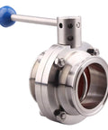 Sanitary Butterfly Valve With Pull Handle Stainless Steel 304 Tri Clamp Clover Two Point Five Inch Tube OD For Food Grade Dairy Beverage