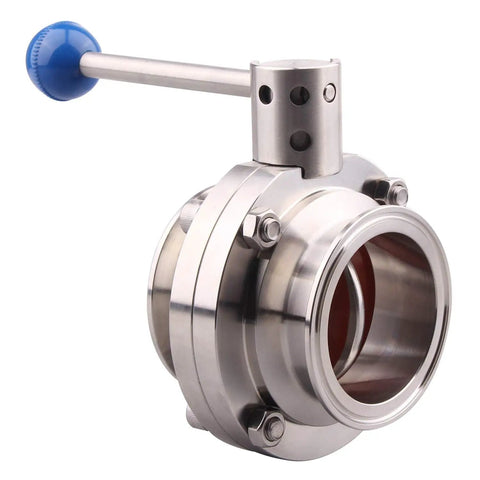 Sanitary Butterfly Valve With Pull Handle Stainless Steel 304 Tri Clamp Clover Two Point Five Inch Tube OD For Food Grade Dairy Beverage