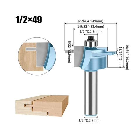 Kick Your Woodworking Game Up With This 1/2 Inch Mortise And Tenon Router Bit, showing dimensions and design for precise joinery.