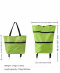 2-In-1 Foldable Shopping Cart With Wheels, Waterproof Oxford Fabric Tote Hand Truck, dimensions and weight shown.
