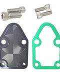 Chevy Small Block Fuel Pump Plate Kit With Gasket Bolt On Drop In Fit For 283 327 350 400 Engines Easy Replacement For Worn Out Parts High Quality Engine Plate black anodized aluminum plate, green gasket, and 4 bolts