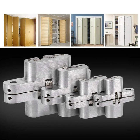 Zinc Alloy Hidden Hinge For Folding Doors, Concealed Cross Hidden Hinge Set, Invisible Door Hardware For Furniture, 180 Degree Swing