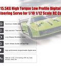 Beefy Low-Profile Brushless Digital Metal Gear Steering Servo For 1/10 And 1/12 RC Cars Trucks And Planes, features overview