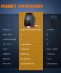 Product specifications for Beefy Blue 5 Pin LED Rocker Switch SPST On Off 20A 12V 10A 24V With Jumper Wires for cars and boats